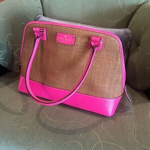 kate spade New York Rachelle Weslley Pink and Tan Woven Satchel